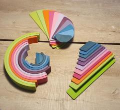 Waldorf Gökkuşağı Seti Pastel Tonlar - 12 li Gökkuşağı + 11 li Tablası + 11 li Kartlar