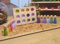 Waldorf Peg Bebekler için Tabla ve 12li Pegler Pastel Tonlar