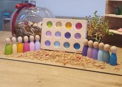 Waldorf Peg Bebekler için Tabla ve 12li Pegler Pastel Tonlar