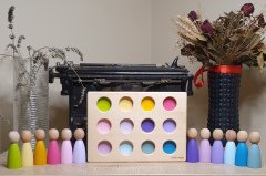 Waldorf Peg Bebekler için Tabla ve 12li Pegler Pastel Tonlar
