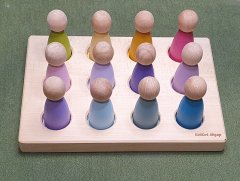 Waldorf Peg Bebekler için Tabla ve 12li Pegler Pastel Tonlar