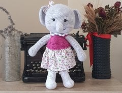 Amigurumi Elbiseli Fil - Uyku arkadaşı - Doğal Oyuncak