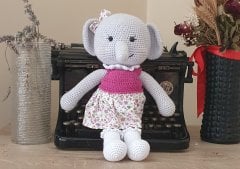 Amigurumi Elbiseli Fil - Uyku arkadaşı - Doğal Oyuncak