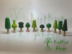 KırtKırt Ahşap Waldorf Ağaç Seti 10'lu Yeşil Tonlar