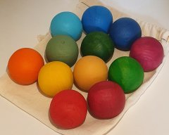 KırtKırt Ahşap | Ahşap Gökkuşağı Top | 5 cm 12 Adet | Doğal Ahşap Renkli Top Seti