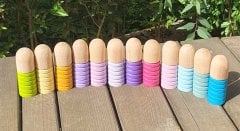 KırtKırt Ahşap Waldorf Gökkuşağı Arkadaşları Tırtıl 12 Adet – Pastel Tırtıl Pegleri
