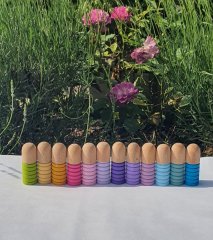 Waldorf Tırtıl Pegleri 12li İnsancık (Nins) Pastel Tonlar KırtKırt Ahşap