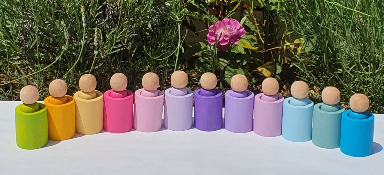 Waldorf Pegleri ve Düz Kase 12'li Pastel Tonlar KırtKırt Ahşap