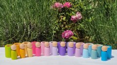 Waldorf Pegleri ve Düz Kase 12'li Pastel Tonlar KırtKırt Ahşap