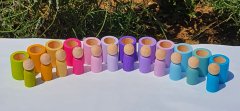 Waldorf Pegleri ve Düz Kase 12'li Pastel Tonlar KırtKırt Ahşap