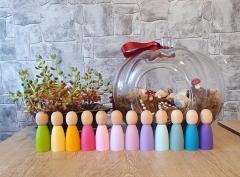 KırtKırt Ahşap Waldorf Pastel Gökkuşağı Arkadaşları 12 Adet – Pastel Pegleri