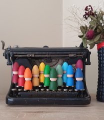 Waldorf Şapkalı Pegleri 12li Set Gökkuşağı Tonları KırtKırt Ahşap