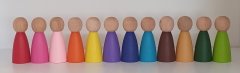 Waldorf Montessori Peg Bebek Mini İnsancık Boyalı 12'li set Doğal Ahşap İnsancık KırtKırt Ahşap