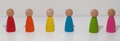 Waldorf Montessori Peg Bebek Mini İnsancık Boyalı 6'lı set  Doğal Ahşap İnsancık KırtKırt Ahşap