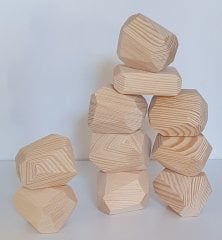 KırtKırt Ahşap | Tumi Ishi Ahşap Bloklar | 10 Parça Ham Denge Oyunu | Waldorf & Montessori Oyuncak