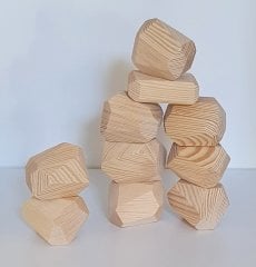 KırtKırt Ahşap | Tumi Ishi Ahşap Bloklar | 10 Parça Ham Denge Oyunu | Waldorf & Montessori Oyuncak