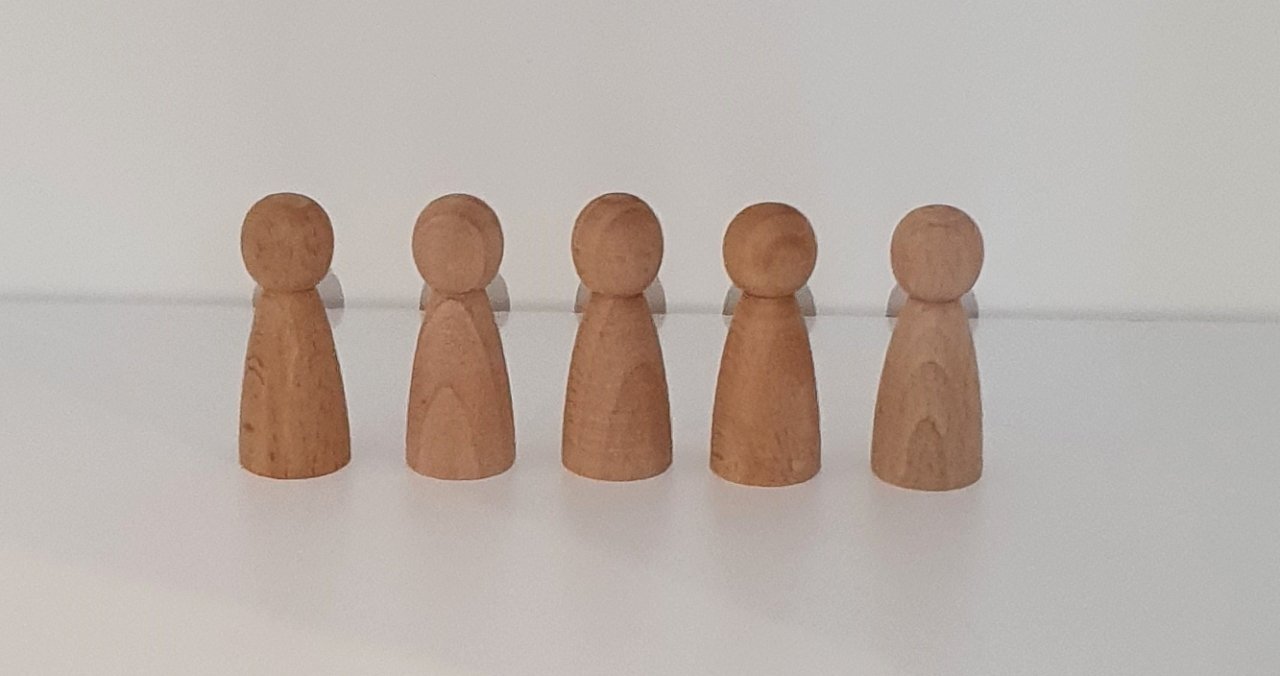 Waldorf Montessori Peg Bebek 5'li Mini İnsancık Nins KırtKırt Ahşap