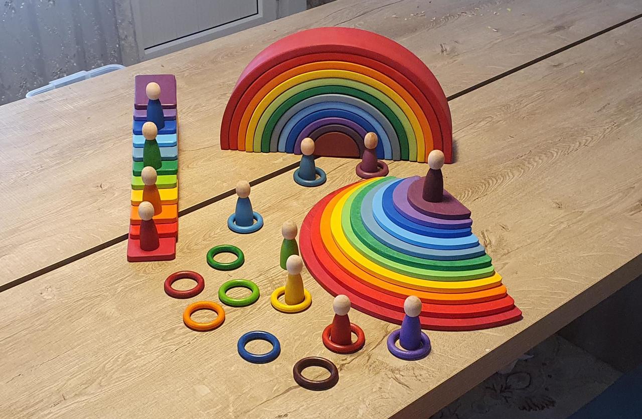 KırtKırt Ahşap Waldorf Gökkuşağı Seti 58 parça 39 cm