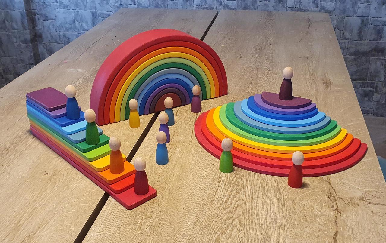 KırtKırt Ahşap Waldorf Gökkuşağı Seti 46 parça 39 cm