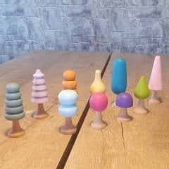 KırtKırt Ahşap Waldorf Ağaç Seti 10'lu Pastel