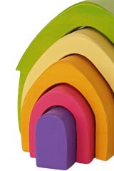 Waldorf Pastel Renkler 5'li Ev Ahşap Oyuncak