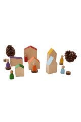 Waldorf Ahşap Ev ve 6'lı Peg Bebek Set